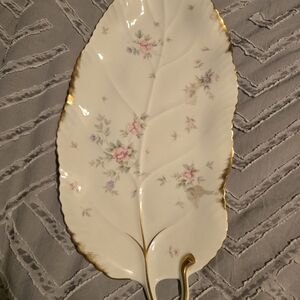 Mikasa Floral Leaf Platter with Gold Accents